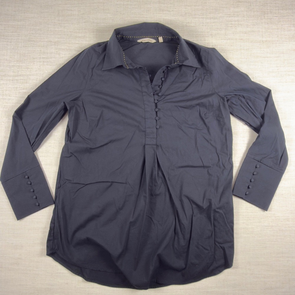 Soft Surroundings Black Popover Tunic Blouse Covered Buttons Womens‎ Size M